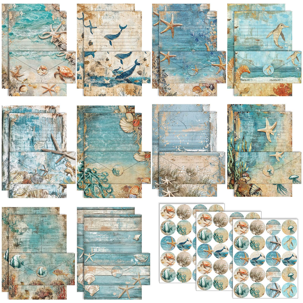 TaoBary 160 Pcs Vintage Floral Stationery Paper and Envelopes Set