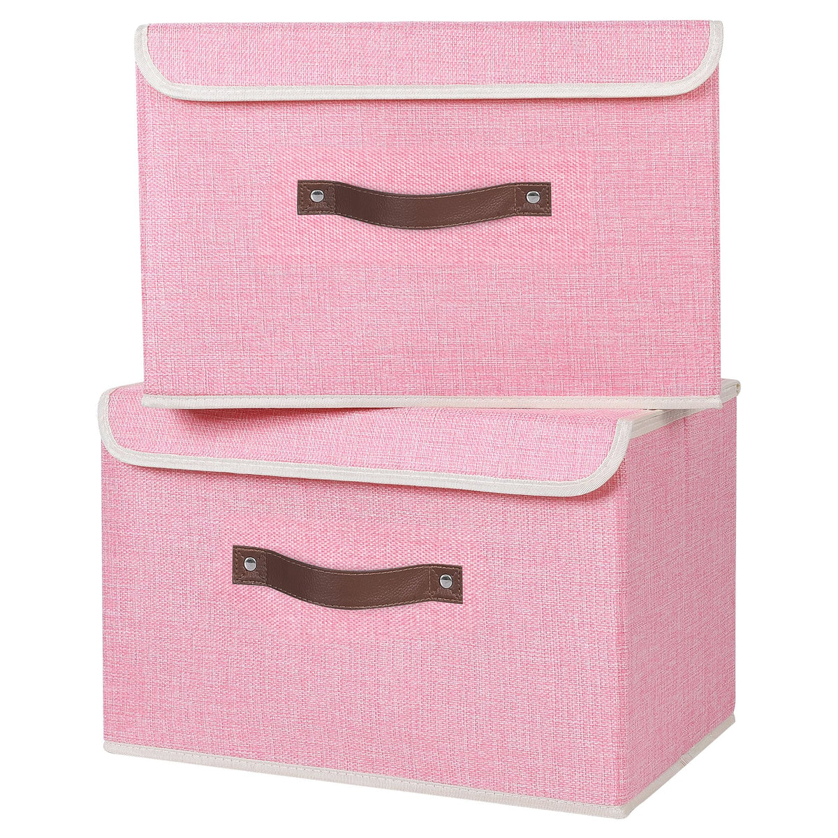 ANMINY Fabric Storage Box Bins with Lids, Green, 10"x8"x7"