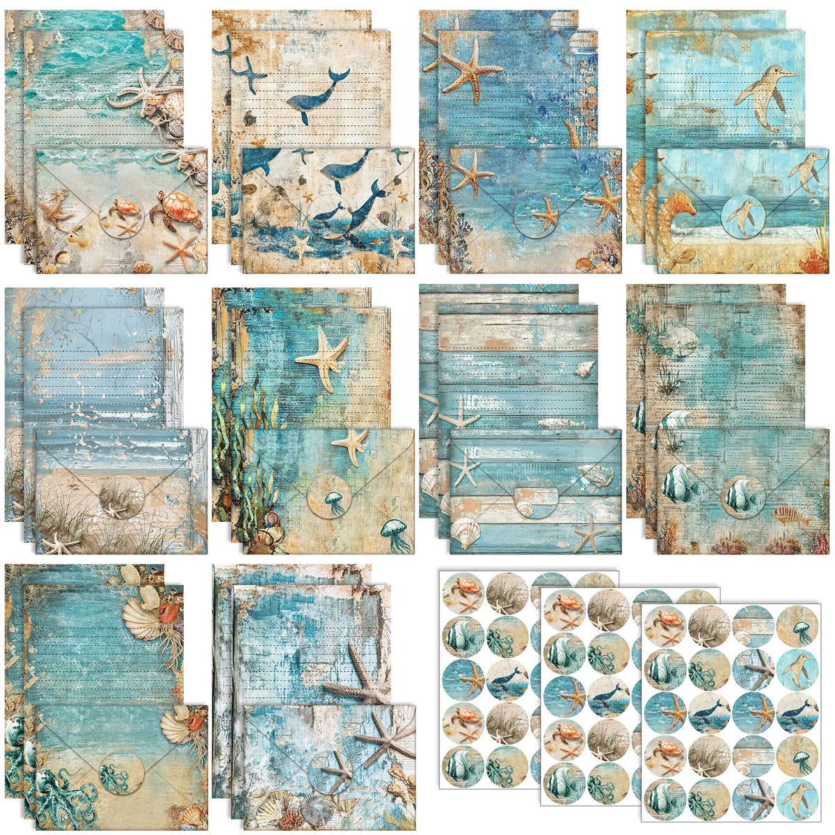 TaoBary 160 Pcs Vintage Floral Stationery Paper and Envelopes Set