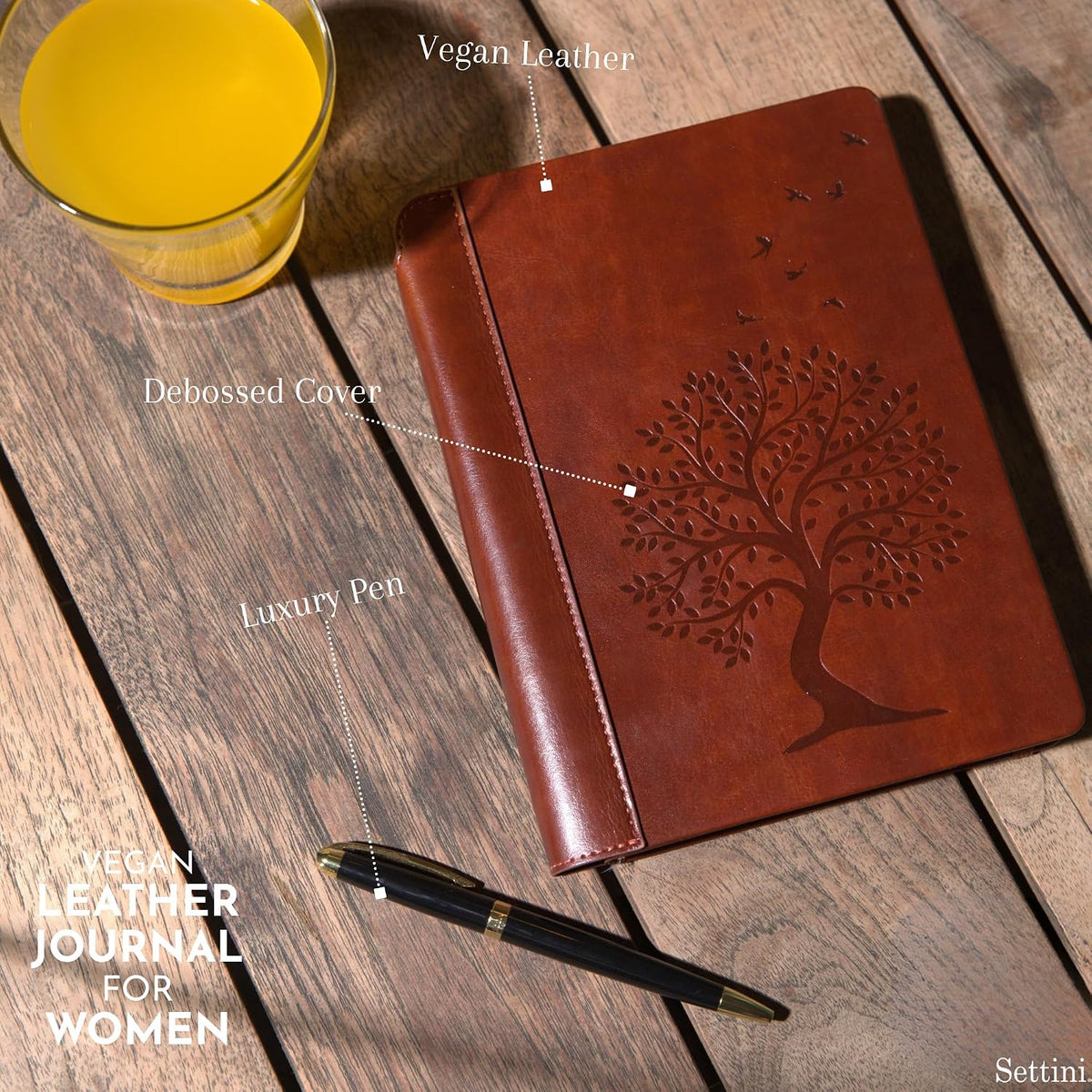 SETTINI® Vegan Leather Journal Gift Set with Pen 192 Pages, Tree of Life