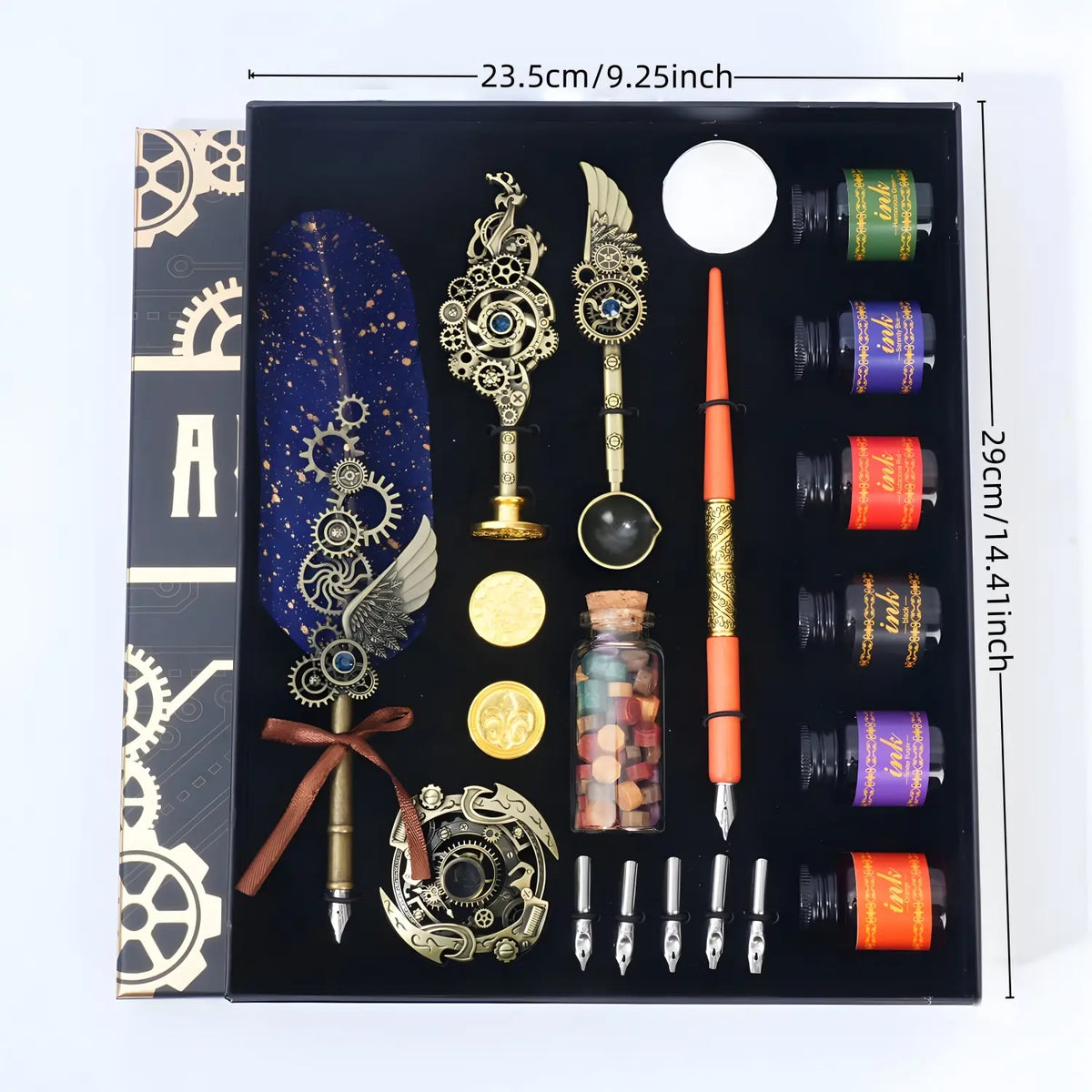 Retro Style Writing Pen Set, Specialty Pen, Aesthetic Pens, Unique Pens, Ink Set, 1 Set Exquisite Feather Writing Pen & Handmade Wax Set, Mother's Day Gifts, Writing Stationery Gift for School Office Home Dormitory, Set with Pen