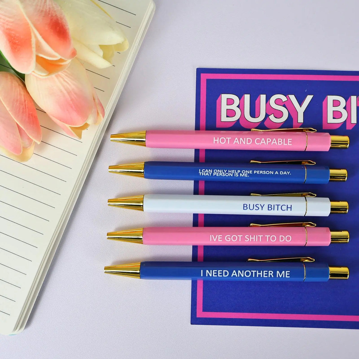 Lettering Ballpoint Pen Set, Ballpen Set, 5 Counts/set Creative Funny Humorous Ballpoint Pen, Writing Pen for Home Office School Student Funny Teacher Pens, Writing Stationery, Office Stationery Supplies
